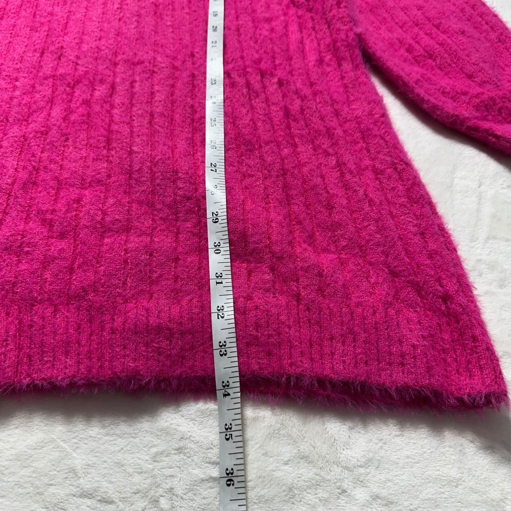 Anthropologie Flat White Bohemian Pink Fuzzy Knit Mock Neck Sweater Dress Sz XL - Picture 3 of 8